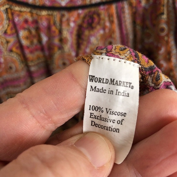 World Market Babydoll Dress‎ Women's Size S/M Colorful Bohemian Tassel Tie - Picture 7 of 9